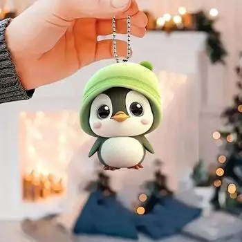 Рождественское украшение в виде животного 2D, плоская акриловая подвеска в виде мультяшного животного, подвесное украшение в виде животных для украшения рождественской елки и автомобиля коричневый
