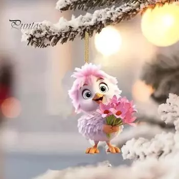 Рождественское украшение в виде животного 2D, плоская акриловая подвеска в виде мультяшного животного, подвесное украшение в виде животных для украшения рождественской елки и автомобиля коричневый