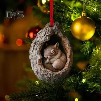 Рождественское украшение в виде животного, мультяшное лесное животное, подвесное украшение, 2D, плоская акриловая подвеска для декора рождественской елки N