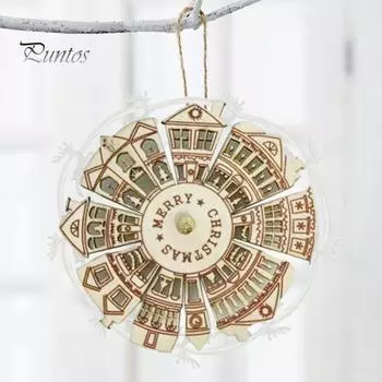 Рождественское украшение, винтажная вращающаяся игрушка на колесе, украшение, деревянная ретро-статуя-поворотник для домашнего офиса, подвесной декор на елку