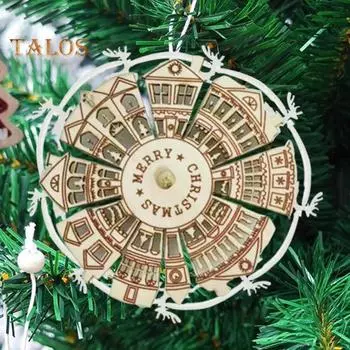 Рождественское украшение, винтажная вращающаяся игрушка на колесе, украшение, деревянная ретро-статуя-поворотник для домашнего офиса, подвесной декор на елку