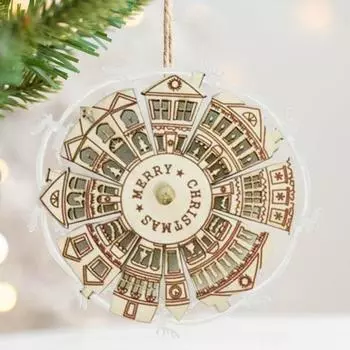 Рождественское украшение, винтажная вращающаяся игрушка на колесе, украшение, деревянная ретро-статуя-поворотник для домашнего офиса, подвесной декор на елку