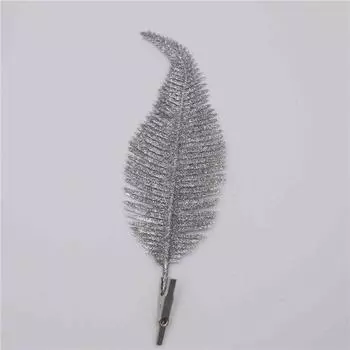 Рождественское украшение X6 Клипсы Перья Блестящие Шары Рождественское Украшение 22см Silver-1pcs