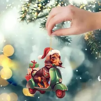 Рождественское украшение Yousheng Dog, акриловое мультяшное украшение для езды на велосипеде, рождественская елка, подвесное украшение для зеркала заднего вида автомобиля, аксессуары Dog