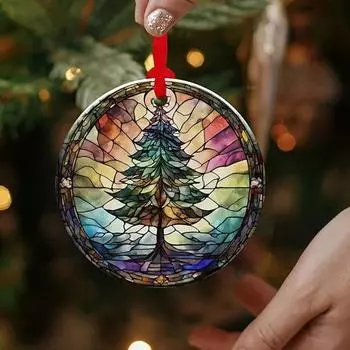Рождественское украшение Yousheng, окрашенное акриловое, подвесное украшение на рождественскую елку, круглое праздничное украшение для каминного окна A