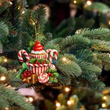 Рождественское украшение Yousheng, подвесное украшение в виде леденца, кекса, десерта, акриловая подвеска для рождественской елки, дверей, окон, декора красный