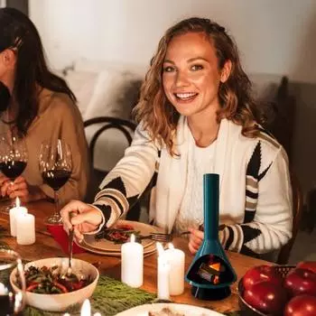 Рождественское украшение Yousheng, светящаяся статуэтка для камина, металлический ночник, настольная фигурка для праздничного декора спальни, гостиной синий