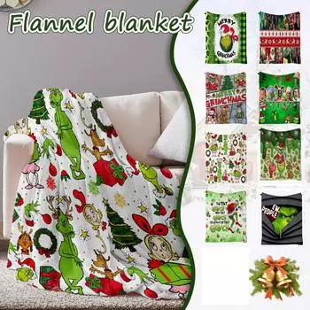 Рождественское зеленое одеяло, декоративный фланелевый плед 70 зелёный