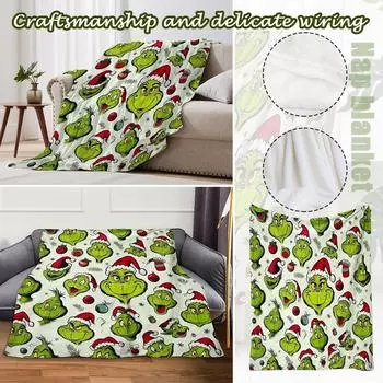 Рождественское зеленое одеяло, фланелевое покрывало, одеяло с рисунком из мультфильма