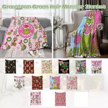 Рождественское зеленое одеяло, фланелевое покрывало, одеяло с рисунком из мультфильма One Size