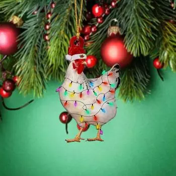 Рождественское животное, подвесное панда, акриловое украшение, коза, утка, кошка, корова, многоразовый праздничный декор, рождественская елка Cock