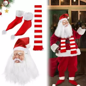 Рождество Белоус Старый Рождественская вечеринка Ролевая игра Костюм Реквизит Гарнитура One Size