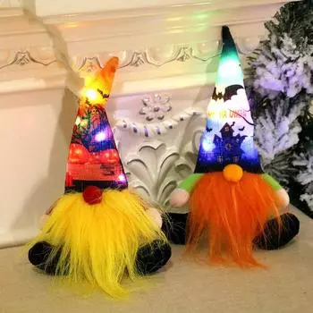 Рождество Хэллоуин Сидящая Светящаяся Фигурка Кукла Без Лица Рудольф Глубокий Лес Старик Маленький Подарок жёлтый