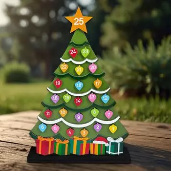 Рождество, настольные украшения на рождественскую елку, рождественские украшения обратного отсчета, деревянные украшения, рождественская елка One Size