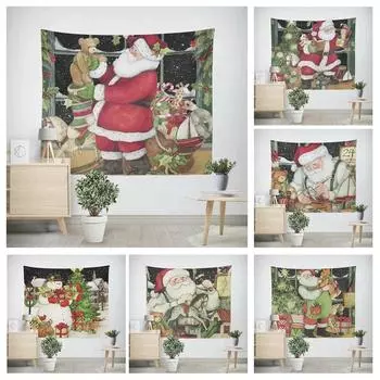 Рождество Новый год Санта-Клаус Гобелен Гостиная Диван Домашнее украшение Рождественский подарок 100x75cm