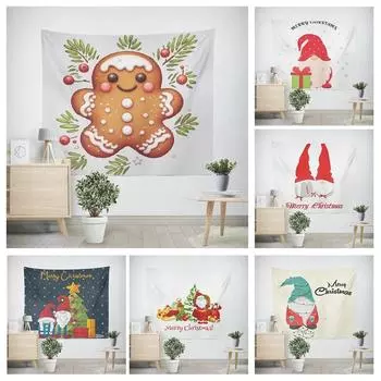 Рождество Новый год Санта-Клаус Печенье Узор Гобелен Гостиная Диван Домашний Декор Гобелен 100x75cm