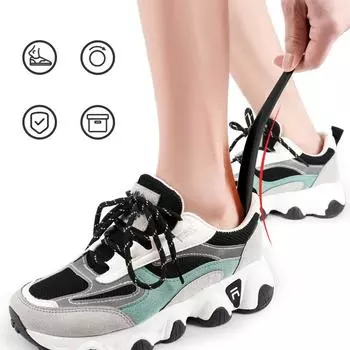 Рожки для обуви, пластиковые аксессуары для обуви, гибкие подъемные инструменты в форме ложки, 19,5 см чёрный