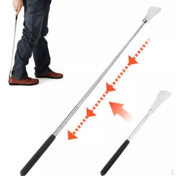 Рожок для обуви с длинной ручкой, нержавеющая сталь, дополнительный металлический рожок для обуви 64 см с противоскользящим покрытием для