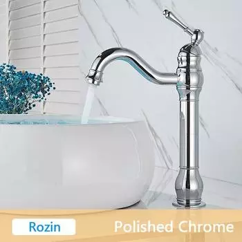 Rozin антикварный латунный смеситель для раковины, 5 цветов, монтируемый на палубе, с одной ручкой, кран для ванной комнаты, длинный носик, раковина для унитаза, смеситель для горячей и холодной воды tall