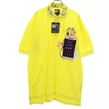 РОЗОВАЯ ПАНТЕРА Неиспользованная Сделано в Японии Вышивка Розовая Пантера Футболка-поло с коротким рукавом Мужская Б/у