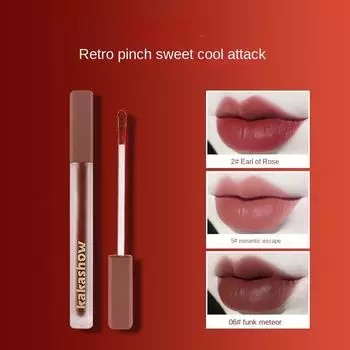 Розовая атласная глазурь для губ, бархатная матовая отбеливающая помада, которую нелегко испачкать, блеск для губ, грязевая косметика для губ