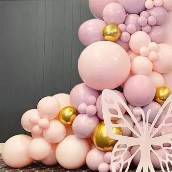 Розовая бабочка гирлянда из воздушных шаров арка комплект свадьба день рождения вечеринка воздушные шары украшение детский душ дети девочка латексные шары цепь as picture