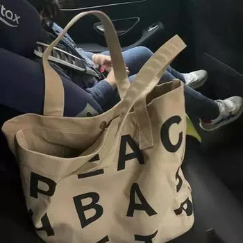 Розовая большая сумка через плечо, простая холщовая сумка для поездок на работу, сумка-тоут с буквенным принтом розовый