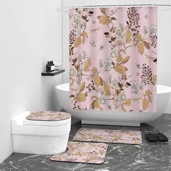 Розовая цветочная цифровая печать занавеска для душа душевая комната перегородка для ванной занавеска водонепроницаемая ткань W90cm*L180cm