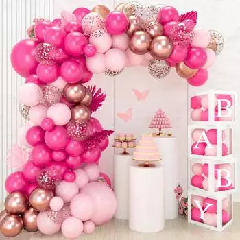 Розовая гирлянда из воздушных шаров «макарон» Арка-комплект для свадьбы, дня рождения, вечеринки, декора для детского душа, латексная цепочка из воздушных шаров, декор для свадебной вечеринки, воздушный шар as picture