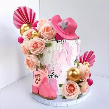 Розовая ковбойская шляпа Украшения для торта на день рождения девочки Розовая ковбойская шляпа Ковбойские сапоги Декор для торта Украшения для торта на вечеринку в честь рождения ребенка