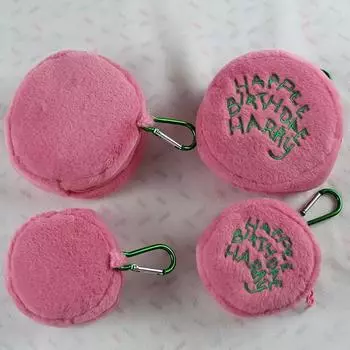 Розовая мини-круглая косметичка, кошелек для монет, сумка для хранения наушников, симпатичная плюшевая переносная сумка для торта, сумка для хранения 8.5*8.5cm