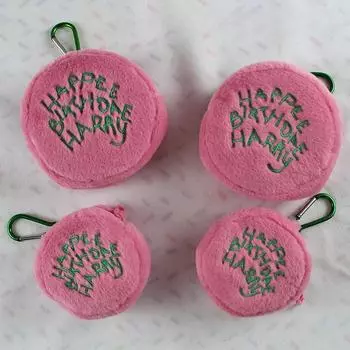 Розовая мини-круглая косметичка, кошелек для монет, сумка для хранения наушников, симпатичная плюшевая переносная сумка для торта, сумка для хранения 8.5*8.5cm