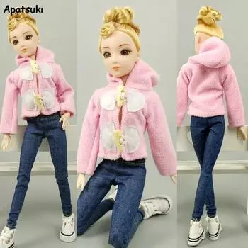 Розовая модная кукольная одежда для куклы Барби, пальто с капюшоном, наряды для кукол Blythe, аксессуары, детские игрушки, 1/6, подарки для девочек розовый