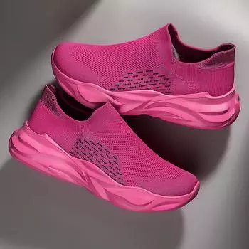 Розовая однотонная простая повседневная обувь Барби, женская обувь без шнуровки на платформе с сеткой, женская обувь с низким берцем, уличная повседневная мужская обувь для кампуса 36