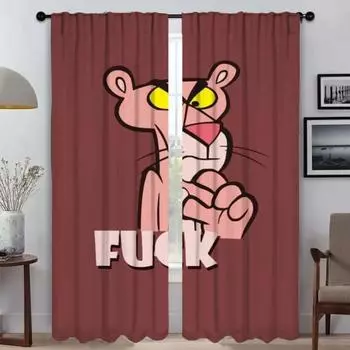 Розовая пантера кухонные шторы 2 шт шторы для гостиной занавеска тюль для спальни украшения на Хэллоуин абажуры перегородка W50xH70cmx2pcs-CL