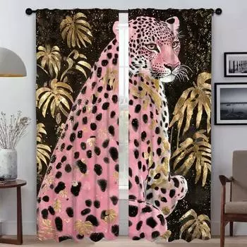 Розовая пантера кухонные шторы для гостиной перегородка украшение на Хэллоуин затемняющие шторы оттенки домашний интерьер шторы W50xH70cmx2pcs-CL