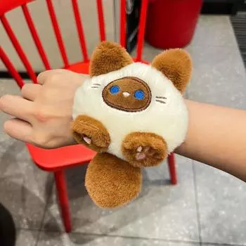 Розовая плюшевая кукла кошка шлеп-браслет сиамская кошка капибара плюшевая повязка на запястье подарок на день рождения style 1