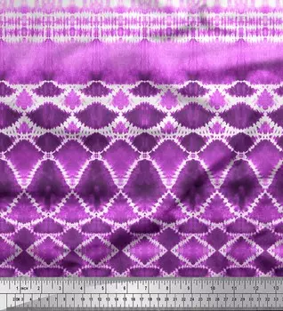 Розовая полиэфирная креповая ткань Soimoi, этническая ткань с декором тай-дай, печатный метр, 42 дюйма 42 Inch Wide - Poly Crepe розовый