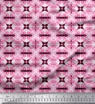 Розовая полиэфирная креповая ткань Soimoi с цветочным принтом тай-дай, ткань для рукоделия по метрам, 42 дюйма 42 Inch Wide - Poly Crepe розовый