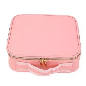 Розовая портативная косметичка из искусственной кожи, дорожный косметичка, профессиональный органайзер для косметики большой емкости