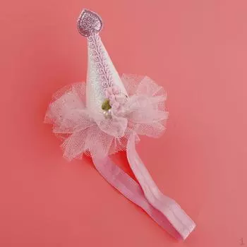 Розовая повязка на голову с рогом, реквизит для фотосессии, наряд на день рождения для девочек, кружевные головные уборы с цветами и щеками