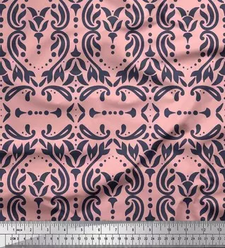 Розовая японская креп-сатиновая ткань Soimoi, марокканская дамасская ткань с принтом, 42 дюйма на метр 42 Inch Wide - Cotton Voile розовый
