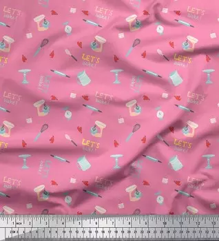 Розовая японская креп-сатиновая ткань Soimoi, позволяющая запекать кухонную ткань с принтом по метрам, 42 дюйма 42 Inch Wide - Poly Crepe розовый