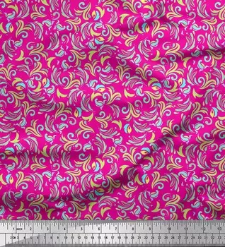 Розовая японская креп-сатиновая ткань Soimoi с художественным цветочным принтом, ткань по метрам, 42 дюйма