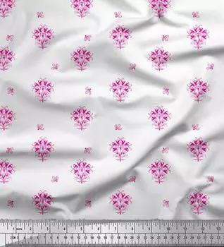 Розовая японская креп-сатиновая ткань Soimoi с художественным цветочным принтом, ткань для рукоделия шириной 42 дюйма по метрам 42 Inch Wide - Cotton Voile розовый