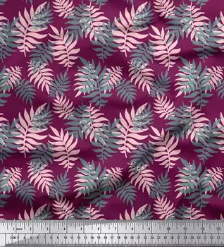 Розовая японская креп-сатиновая ткань Soimoi с художественным принтом листьев, ткань по метрам, 42 дюйма 42 Inch Wide - Cotton Voile розовый