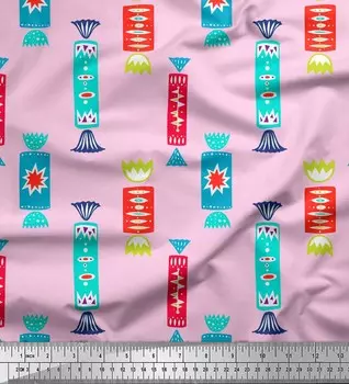 Розовая японская креп-сатиновая ткань Soimoi, ткань с принтом в виде конфет и еды, 42 дюйма 42 Inch Wide - Poly Crepe розовый