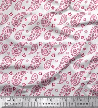 Розовая японская креп-сатиновая ткань Soimoi, ткань с принтом пейсли, по метрам, 42 дюйма 42 Inch Wide - Cotton Voile розовый