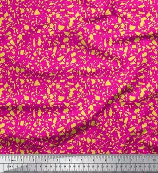 Розовая японская креп-сатиновая ткань Soimoi, ткань с мозаичным принтом аборигенов, 42 дюйма по метрам 42 Inch Wide - Cotton Voile розовый