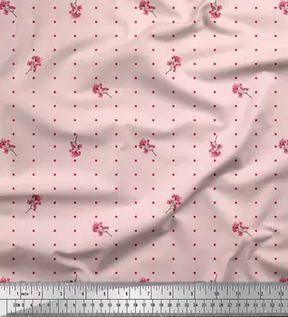 Розовая японская креп-сатиновая ткань Soimoi, ткань с принтом ягод и точек, 42 дюйма по метрам 42 Inch Wide - Poly Crepe розовый